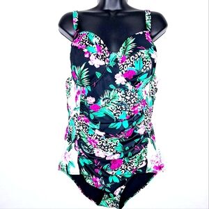 Torrid brand "Dive on In" Plus-size bloom core,floral print swim suite.